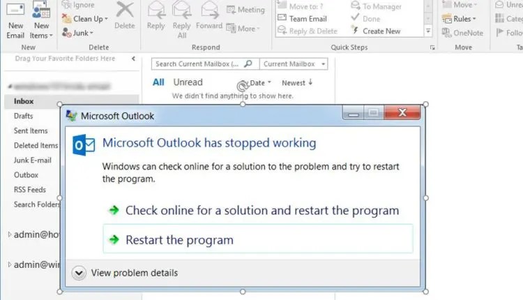 outlook stopped working 